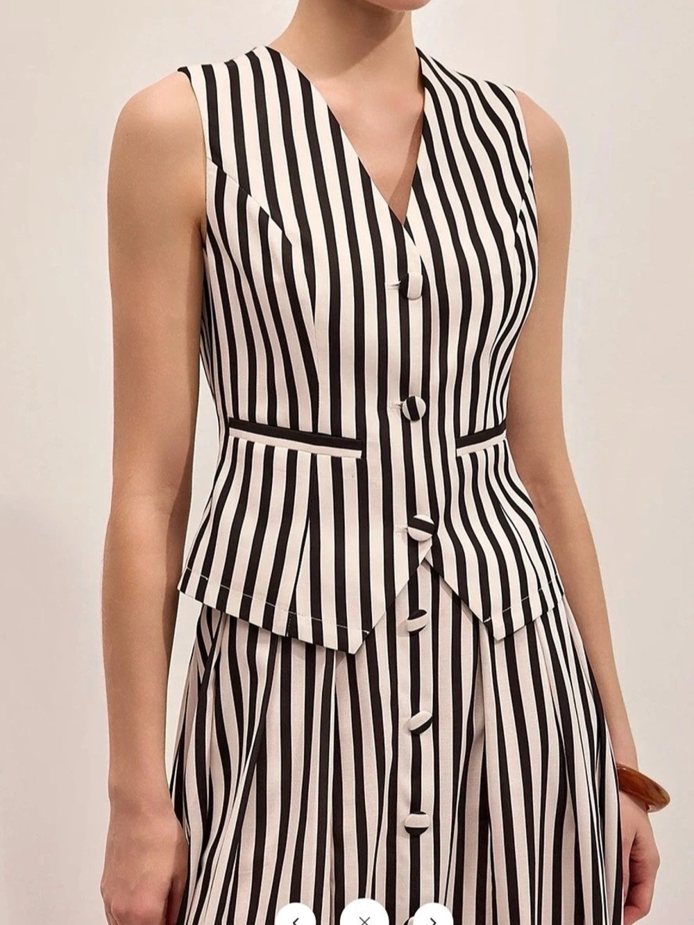 Commense Striped Sleeveless Vest & Maxi Skirt Set Black & White M - Picture 6 of 10